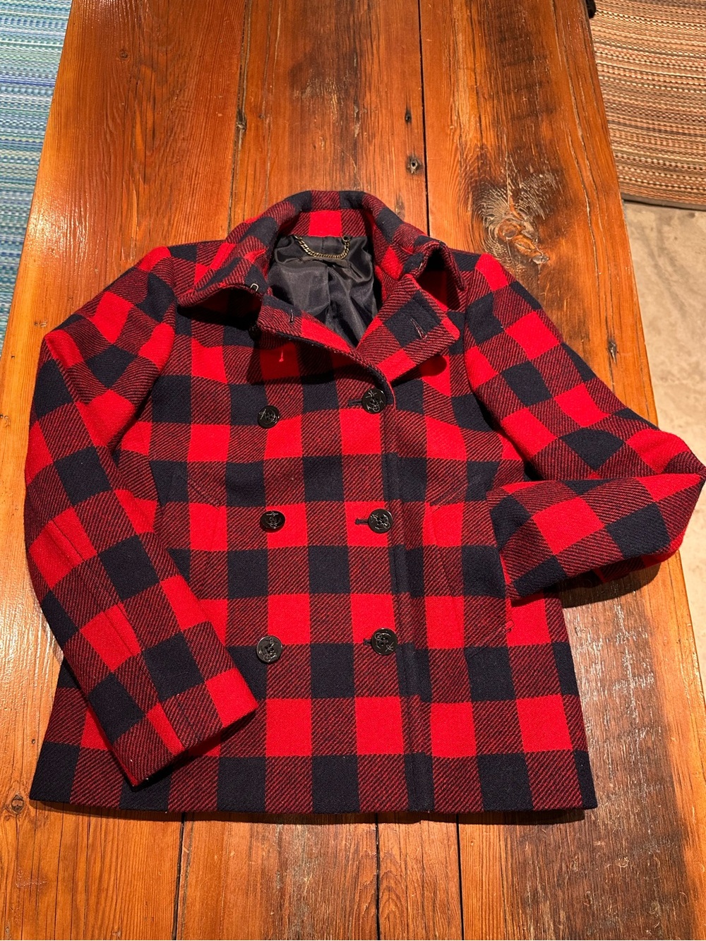 J. Crew Buffalo Plaid Peacoat, Red & Navy, Women's 4